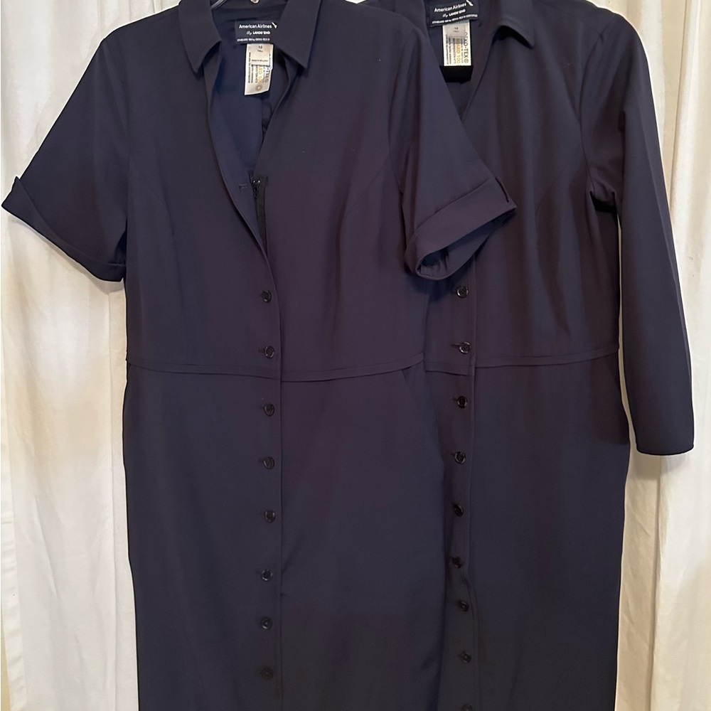 2 American Airlines uniform dresses one LS & one SS.  NWoT.  Zipper 12Tall